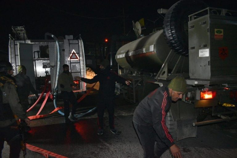 Plastic factory reduced to ashes in south Kashmir