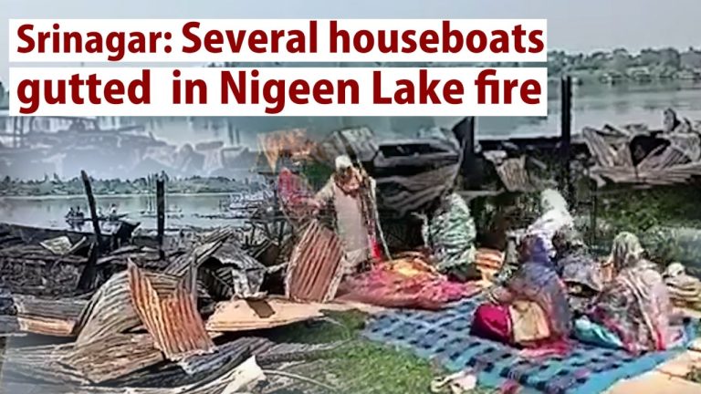 Watch| Srinagar: Several houseboats gutted in Nigeen Lake fire