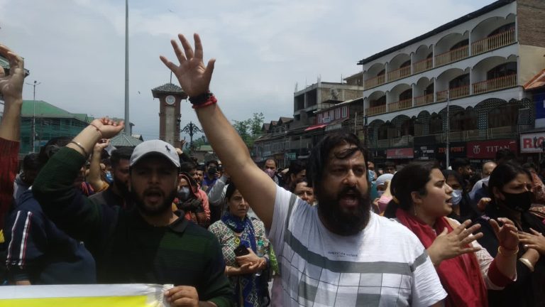 Kashmiri pandits hit streets in Srinagar, demand relocation