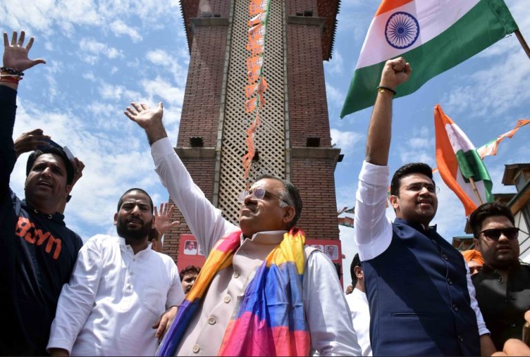 Photos: BJP flags, ‘tricolor rally’, and bikes in Srinagar