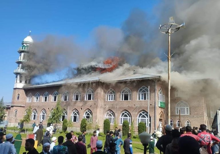 Jama Masjid gutted in massive blaze at Tral